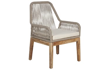Trädgårdsmöbelset Beliani Olbia med runt betongbord Grey||Beige||Light wood - Puutarhakalusteet - Ulkoryhmä - Ruokailuryhmät ulos