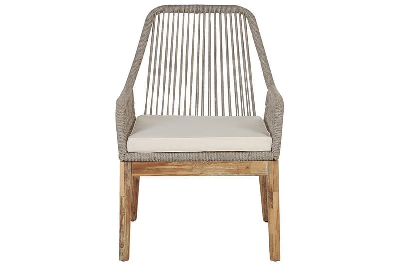 Trädgårdsmöbelset Beliani Olbia med runt betongbord Grey||Beige||Light wood - Puutarhakalusteet - Ulkoryhmä - Ruokailuryhmät ulos