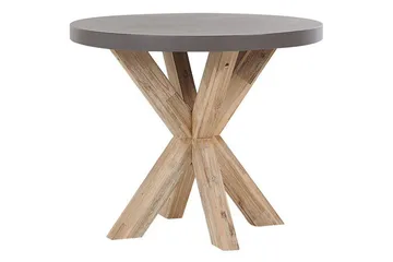 Trädgårdsmöbelset Beliani Olbia med runt betongbord Grey||Beige||Light wood - Puutarhakalusteet - Ulkoryhmä - Ruokailuryhmät ulos