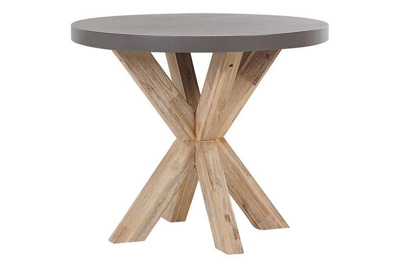 Trädgårdsmöbelset Beliani Olbia med runt betongbord Grey||Beige||Light wood - Puutarhakalusteet - Ulkoryhmä - Ruokailuryhmät ulos