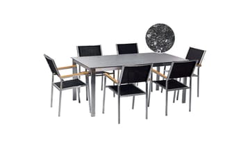 Trädgårdsmatgrupp Beliani Cosoleto/Grosseto 6-Sits Black||Silver - Puutarhakalusteet - Ulkoryhmä - Ruokailuryhmät ulos