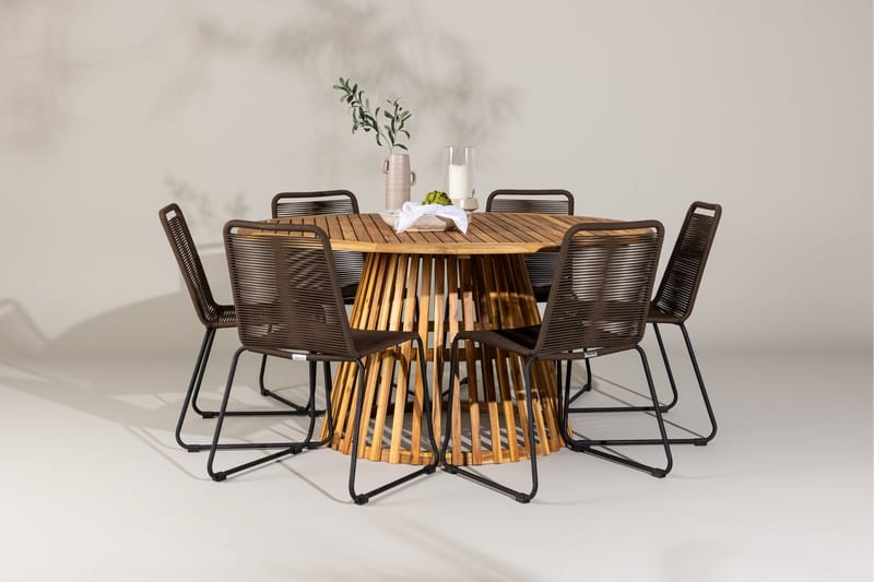 Tucumán Ruokailuryhmä + 6 tuolia - Luonnonväri - Puutarhakalusteet - Ulkoryhmä - Ruokailuryhmät ulos