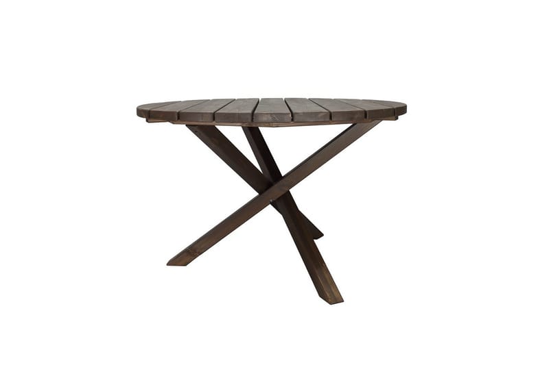 Ulkomöbeliryhmä Ø 112 cm pöytä & 4 Merida harmaat tuolit Ruskea - Ruskea - Puutarhakalusteet - Ulkoryhmä - Ruokailuryhmät ulos