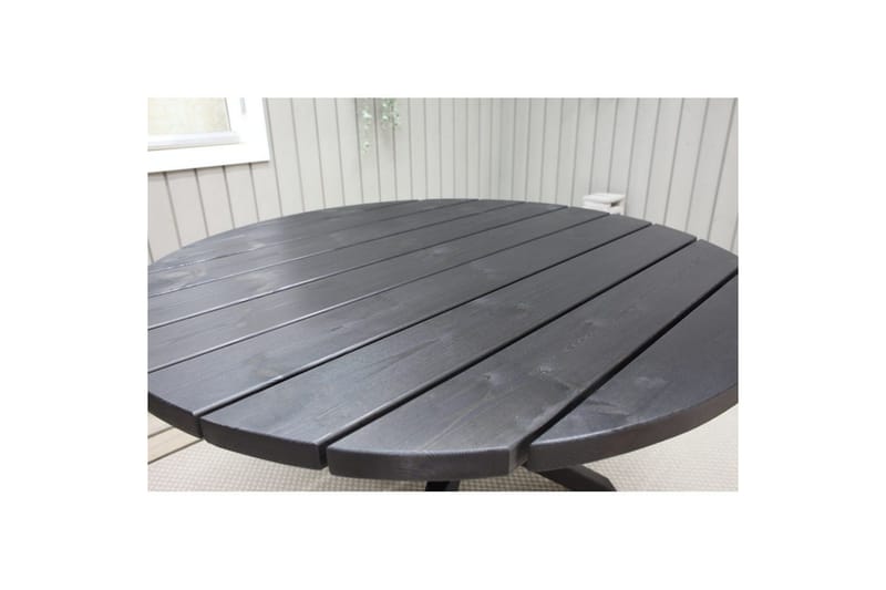Ulkomöbeliryhmä Ø 112 cm pöytä & 4 Belize harmaat tuolit Musta - Musta - Puutarhakalusteet - Ulkoryhmä - Ruokailuryhmät ulos