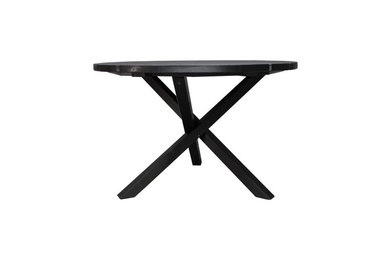 Ulkomöbeliryhmä Ø 112 cm pöytä & 4 Belize harmaat tuolit Musta - Musta - Puutarhakalusteet - Ulkoryhmä - Ruokailuryhmät ulos