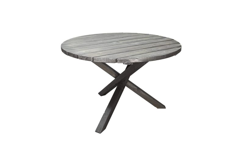 Ulkomöbeliryhmä Ø 112 cm pöytä & 4 Merida harmaat tuolit Harmaa - Harmaa - Puutarhakalusteet - Ulkoryhmä - Ruokailuryhmät ulos