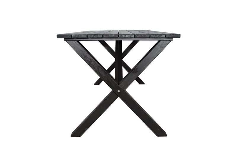 Ulkomöbeliryhmä 150 cm pöytä & 4 Levanto harmaat tuolit Musta - Musta - Puutarhakalusteet - Ulkoryhmä - Ruokailuryhmät ulos