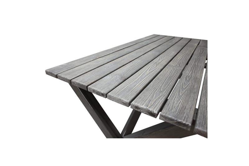 Ulkomöbeliryhmä 150 cm pöytä & 4 Merida luonnonväriset tuolit Harmaa - Harmaa - Puutarhakalusteet - Ulkoryhmä - Ruokailuryhmät ulos