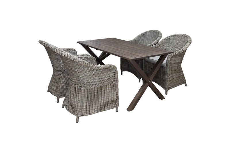 Ulkomöbeliryhmä 150 cm pöytä & 4 Belize luonnonväriset tuolit Ruskea - Ruskea - Puutarhakalusteet - Ulkoryhmä - Ruokailuryhmät ulos
