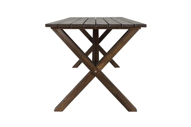 Ulkomöbeliryhmä 150 cm pöytä & 4 Merida harmaat tuolit Ruskea - Ruskea - Puutarhakalusteet - Ulkoryhmä - Ruokailuryhmät ulos