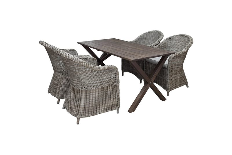 Ulkomöbeliryhmä 150 cm pöytä & 4 Belize luonnonväriset tuolit Ruskea, Ruskea