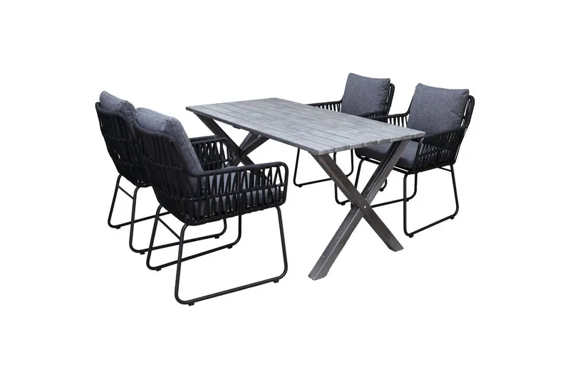 Ulkomöbeliryhmä 150 cm pöytä & 4 Levanto harmaat tuolit Harmaa, Harmaa