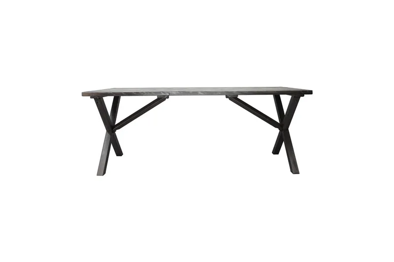 Ulkomöbeliryhmä 190 cm Pöytä & 6 Merida luonnonväriset tuolit Harmaa - Harmaa - Puutarhakalusteet - Ulkoryhmä - Ruokailuryhmät ulos