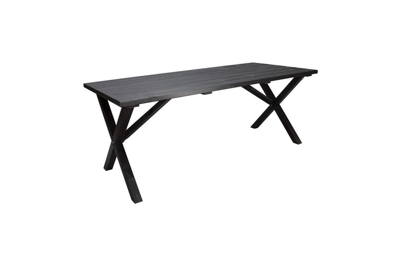 Ulkomöbeliryhmä 190 cm Pöytä & 6 Merida harmaat tuolit Musta - Musta - Puutarhakalusteet - Ulkoryhmä - Ruokailuryhmät ulos