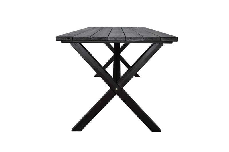 Ulkomöbeliryhmä 190 cm Pöytä & 6 Merida harmaat tuolit Musta - Musta - Puutarhakalusteet - Ulkoryhmä - Ruokailuryhmät ulos