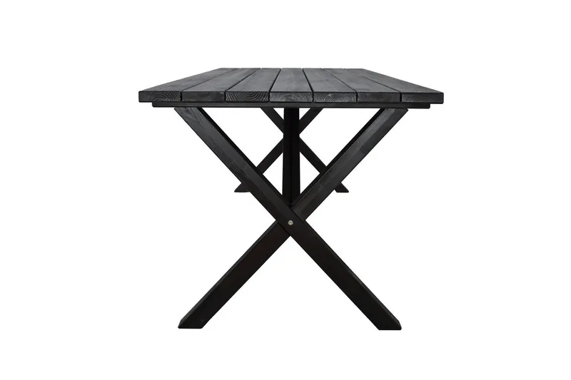 Ulkomöbeliryhmä 190 cm Pöytä & 6 Merida harmaat tuolit Musta - Musta - Puutarhakalusteet - Ulkoryhmä - Ruokailuryhmät ulos