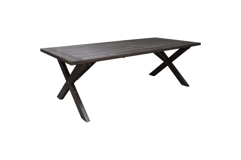 Ulkomöbeliryhmä 220 cm pöytä & 6 harmaata Merida-tuolia Ruskea - Ruskea - Puutarhakalusteet - Ulkoryhmä - Ruokailuryhmät ulos