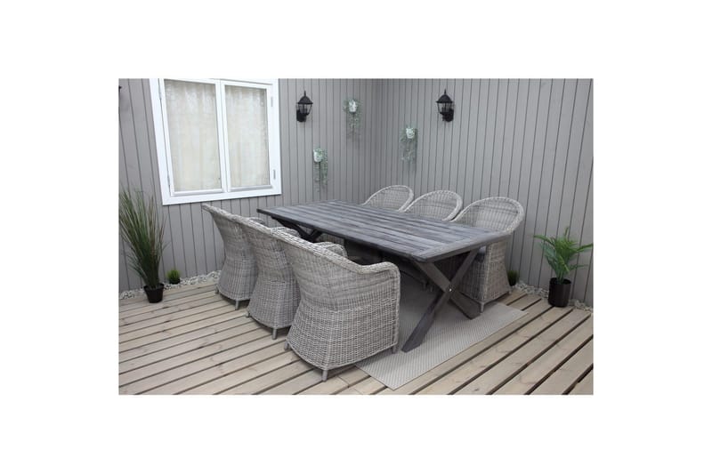 Ulkomöbeliryhmä 220 cm pöytä & 6 harmaata Belize-tuolia Harmaa, Harmaa