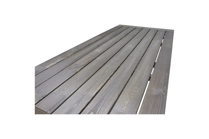 Ulkomöbeliryhmä 220 cm pöytä & 6 harmaata Merida-tuolia Ruskea - Ruskea - Puutarhakalusteet - Ulkoryhmä - Ruokailuryhmät ulos