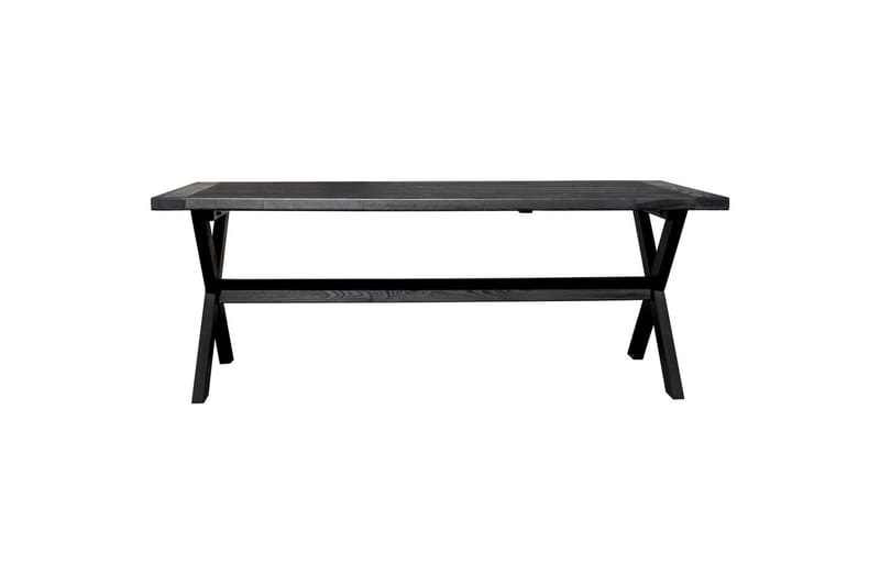 Ulkomöbeliryhmä 220 cm pöytä & 6 harmaata Levanto-tuolia Musta - Musta - Puutarhakalusteet - Ulkoryhmä - Ruokailuryhmät ulos