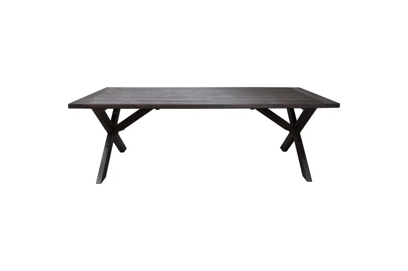 Ulkomöbeliryhmä 220 cm pöytä & 6 harmaata Merida-tuolia Ruskea - Ruskea - Puutarhakalusteet - Ulkoryhmä - Ruokailuryhmät ulos