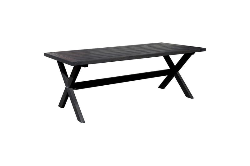 Ulkomöbeliryhmä 220 cm pöytä & 6 harmaata Merida-tuolia Musta - Musta - Puutarhakalusteet - Ulkoryhmä - Ruokailuryhmät ulos