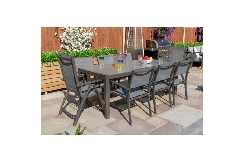 Ulkomöbeliryhmä Lifestyle Garden Solana 201 cm 6 carver-tuolia + 2 säädettävää nojatuolia - 6 carver-tuolia + 2 säädettävää nojatuolia - Puutarhakalusteet - Ulkoryhmä - Ruokailuryhmät ulos