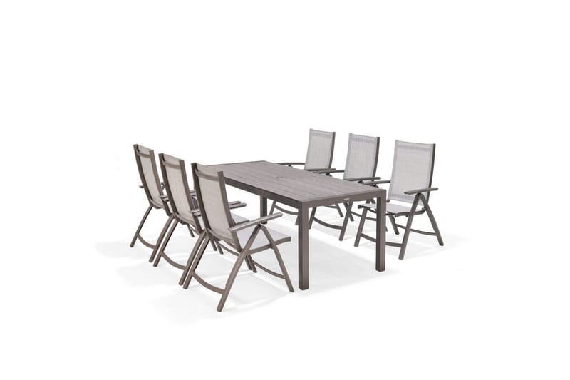 Ulkomöbeliryhmä Lifestyle Garden Solana 201 cm 6 säädettävää nojatuolia - 6 säädettävää nojatuolia - Puutarhakalusteet - Ulkoryhmä - Ruokailuryhmät ulos
