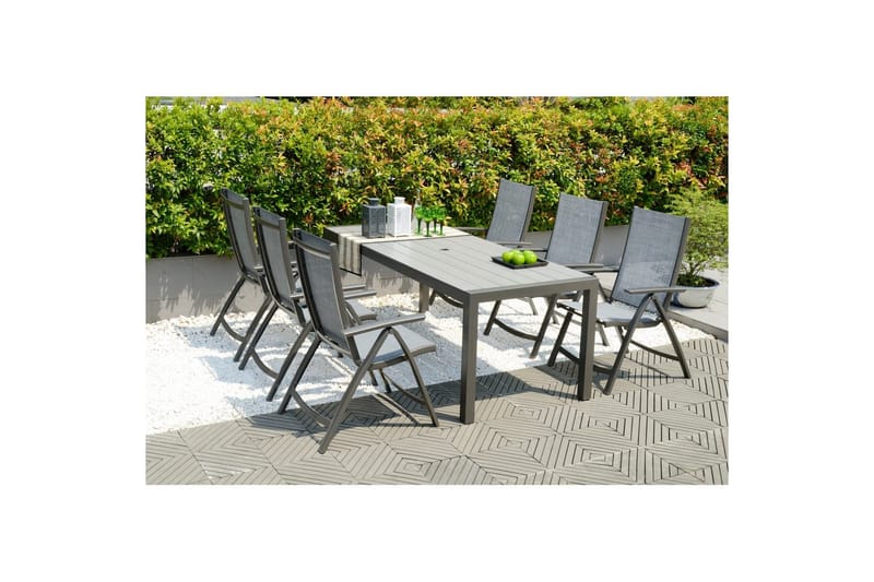 Ulkomöbeliryhmä Lifestyle Garden Solana 201 cm 6 säädettävää nojatuolia - 6 säädettävää nojatuolia - Puutarhakalusteet - Ulkoryhmä - Ruokailuryhmät ulos