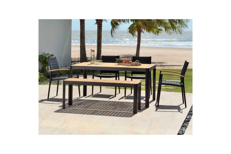 Ulkomöbeliryhmä Lifestyle Garden Portals 161 cm 4 kevyttä carver-tuolia + penkki, 4 kevyttä carver-tuolia + penkki