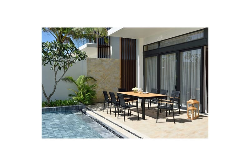 Ulkomöbeliryhmä Lifestyle Garden Portals 209 cm 8 kevyttä kaiverrustuolia - 8 kevyttä kaiverrustuolia - Puutarhakalusteet - Ulkoryhmä - Ruokailuryhmät ulos