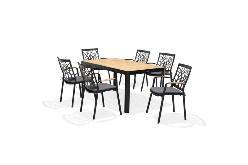 Ulkomöbeliryhmä Lifestyle Garden Portals 161 cm 6 puunleikkaustuolia, 6 puunleikkaustuolia