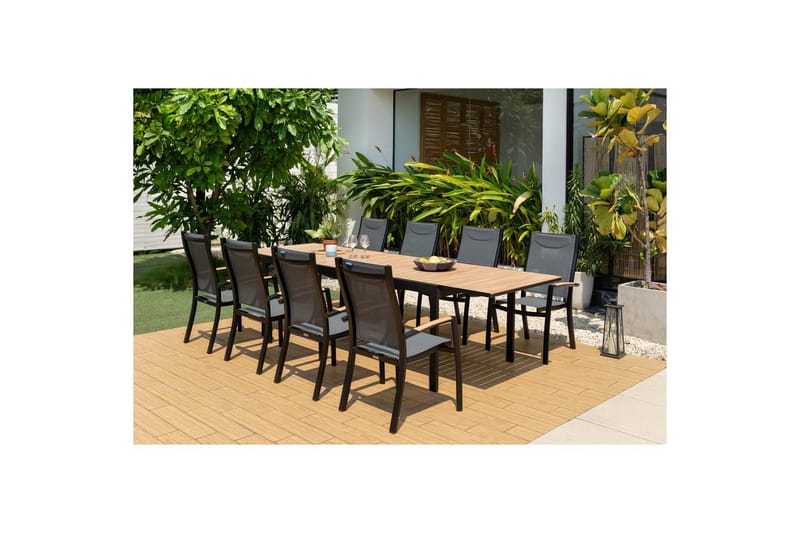 Ulkomöbeliryhmä Lifestyle Garden Panama 210-300 cm 8 pinottava nojatuoli - 8 pinottava nojatuoli - Puutarhakalusteet - Ulkoryhmä - Ruokailuryhmät ulos