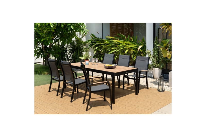 Ulkomöbeliryhmä Lifestyle Garden Panama 210-300 cm 6 pinottavaa nojatuolia + 2 säädettävää nojatuolia - 6 pinottavaa nojatuolia + 2 säädettävää nojatuolia - Puutarhakalusteet - Ulkoryhmä - Ruokailuryhmät ulos