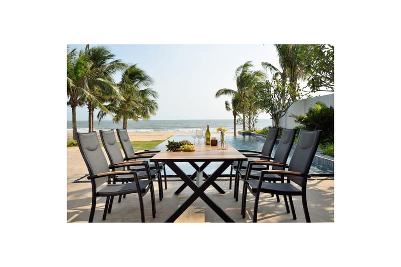 Ulkomöbeliryhmä Lifestyle Garden Panama 200 cm 6 pinottavaa nojatuolia - 6 pinottavaa nojatuolia - Puutarhakalusteet - Ulkoryhmä - Ruokailuryhmät ulos