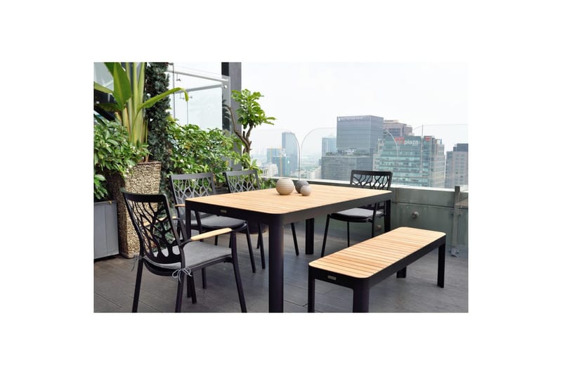 Ulkomöbeliryhmä Lifestyle Garden Portals 161 cm 4 leikkaustuolia + penkki - 4 leikkaustuolia + penkki - Puutarhakalusteet - Ulkoryhmä - Ruokailuryhmät ulos