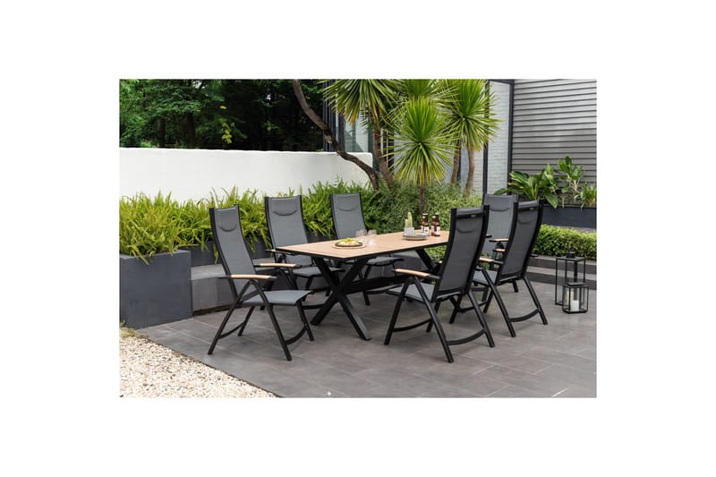 Ulkomöbeliryhmä Lifestyle Garden Panama 200 cm 6 säädettävää nojatuolia - 6 säädettävää nojatuolia - Puutarhakalusteet - Ulkoryhmä - Ruokailuryhmät ulos