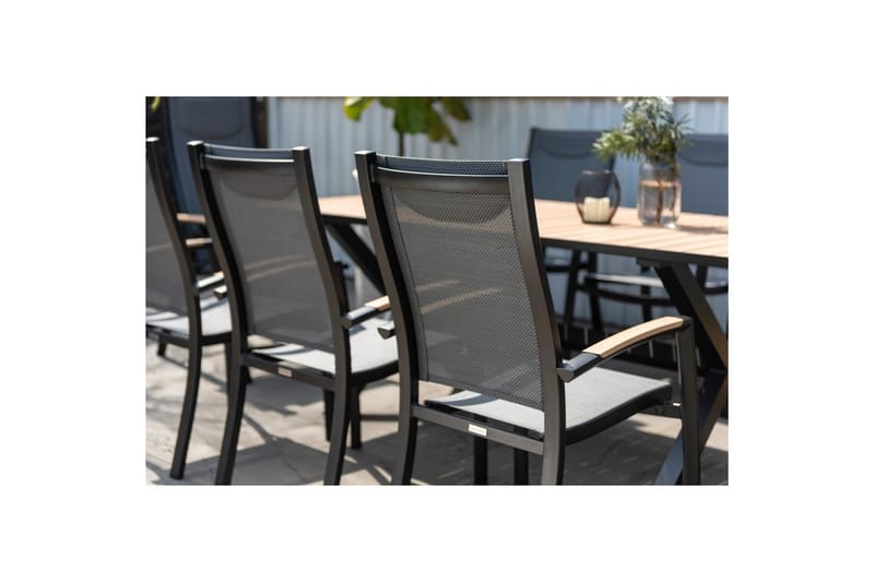 Ulkomöbeliryhmä Lifestyle Garden Panama 200 cm 6 pinottavaa nojatuolia + 2 säädettävää nojatuolia - 6 pinottavaa nojatuolia + 2 säädettävää nojatuolia - Puutarhakalusteet - Ulkoryhmä - Ruokailuryhmät ulos