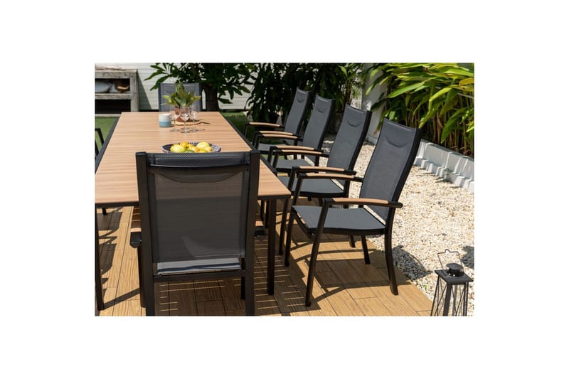 Ulkomöbeliryhmä Lifestyle Garden Panama 210-300 cm 10 pinottava nojatuoli - 10 pinottava nojatuoli - Puutarhakalusteet - Ulkoryhmä - Ruokailuryhmät ulos