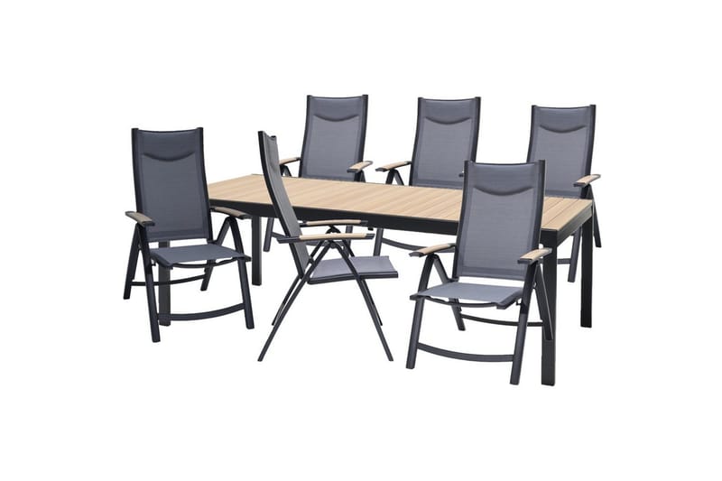 Ulkomöbeliryhmä Lifestyle Garden Panama 210-300 cm 6 säädettävää nojatuolia, 6 säädettävää nojatuolia