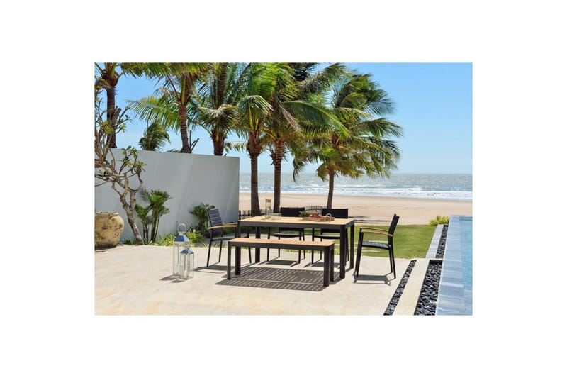 Ulkomöbeliryhmä Lifestyle Garden Portals 161 cm 4 kevyttä carver-tuolia + penkki - 4 kevyttä carver-tuolia + penkki - Puutarhakalusteet - Ulkoryhmä - Ruokailuryhmät ulos