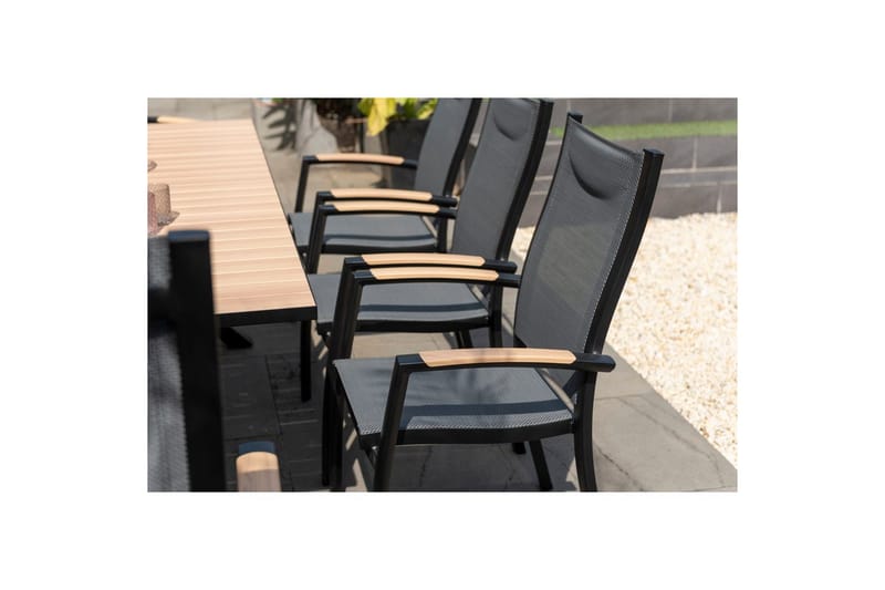 Ulkomöbeliryhmä Lifestyle Garden Panama 200 cm 6 pinottavaa nojatuolia + 2 säädettävää nojatuolia - 6 pinottavaa nojatuolia + 2 säädettävää nojatuolia - Puutarhakalusteet - Ulkoryhmä - Ruokailuryhmät ulos