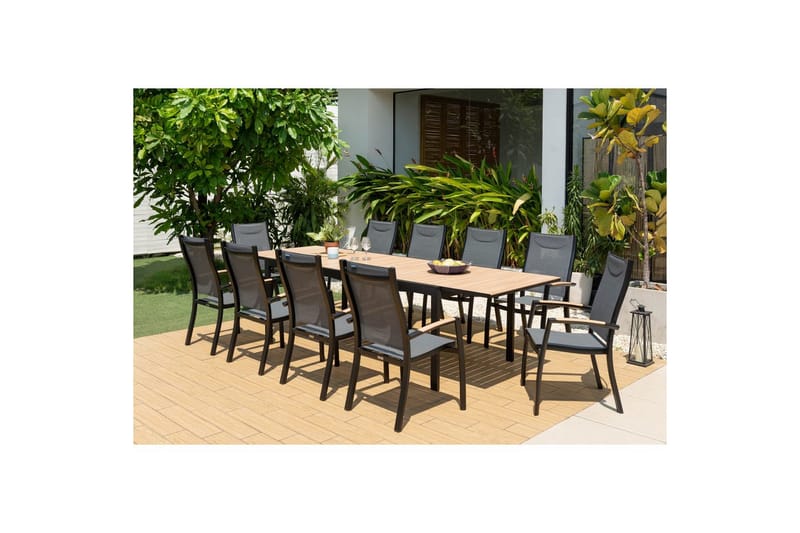 Ulkomöbeliryhmä Lifestyle Garden Panama 210-300 cm 10 pinottava nojatuoli - 10 pinottava nojatuoli - Puutarhakalusteet - Ulkoryhmä - Ruokailuryhmät ulos