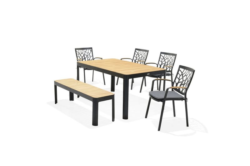 Ulkomöbeliryhmä Lifestyle Garden Portals 161 cm 4 leikkaustuolia + penkki, 4 leikkaustuolia + penkki