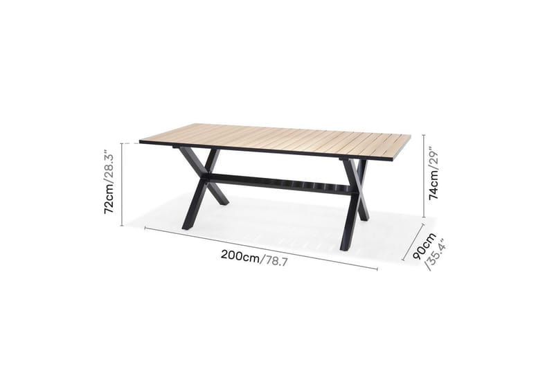 Ulkomöbeliryhmä Lifestyle Garden Panama 200 cm 6 pinottavaa nojatuolia + 2 säädettävää nojatuolia - 6 pinottavaa nojatuolia + 2 säädettävää nojatuolia - Puutarhakalusteet - Ulkoryhmä - Ruokailuryhmät ulos