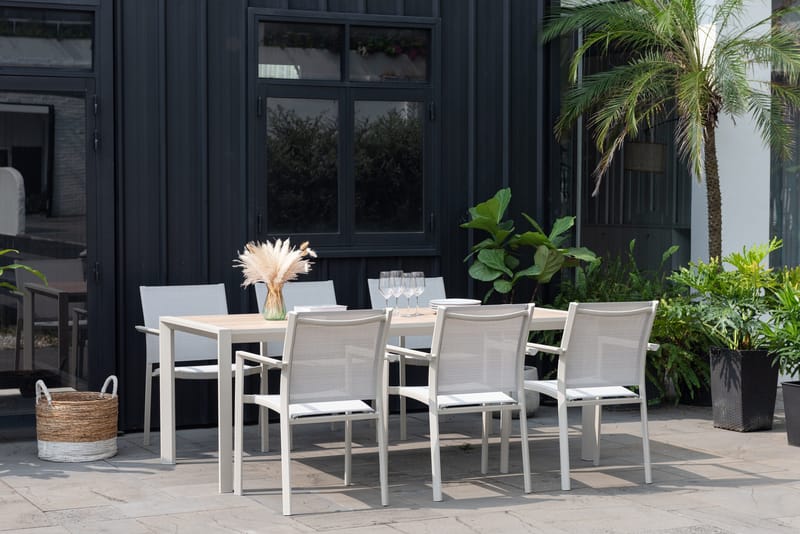 Urbanite Ulkoruokailuryhmä 205 cm 6 käsinojatuolia - Harmaa - Puutarhakalusteet - Ulkoryhmä - Ruokailuryhmät ulos