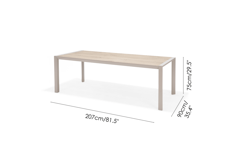 Urbanite Ulkoruokailuryhmä 205 cm 6 käsinojatuolia - Harmaa - Puutarhakalusteet - Ulkoryhmä - Ruokailuryhmät ulos