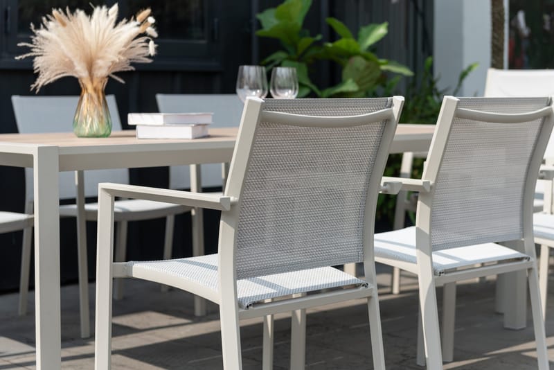 Urbanite Ulkoruokailuryhmä 205 cm 6 käsinojatuolia - Harmaa - Puutarhakalusteet - Ulkoryhmä - Ruokailuryhmät ulos