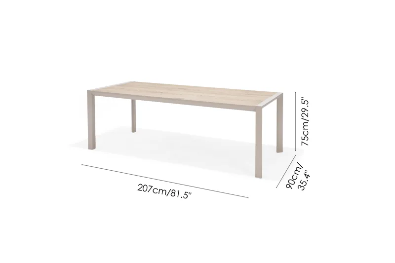 Urbanite Ulkoruokailuryhmä 205 cm 8 käsinojatuolia - Harmaa - Puutarhakalusteet - Ulkoryhmä - Ruokailuryhmät ulos