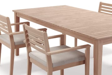 Wagnera Ruokailuryhmä 206 cm ja 4 Kamman Ruokatuolia - Beige - Puutarhakalusteet - Ulkoryhmä - Ruokailuryhmät ulos